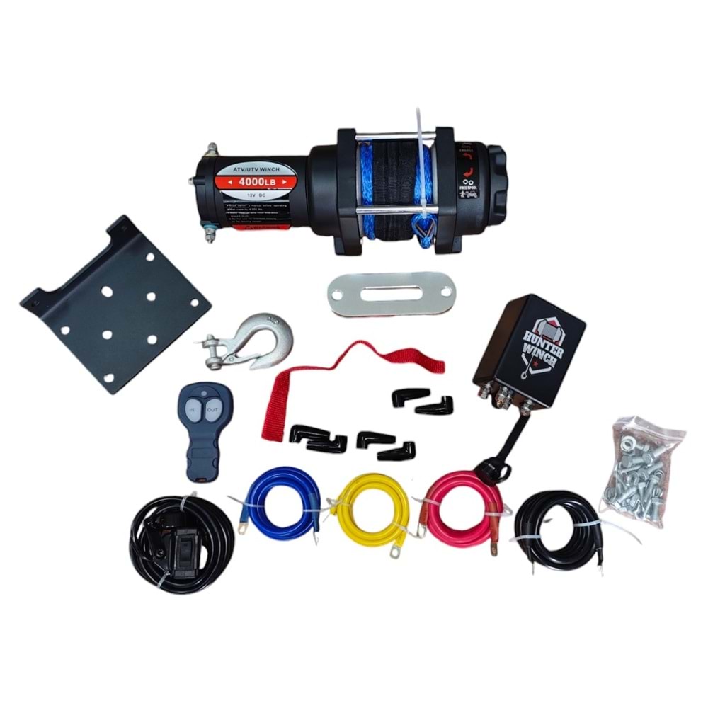 Hunter Vinç 4000 LB Sentetik Halat Atv Offroad Uzaktan Kumandalı 12V