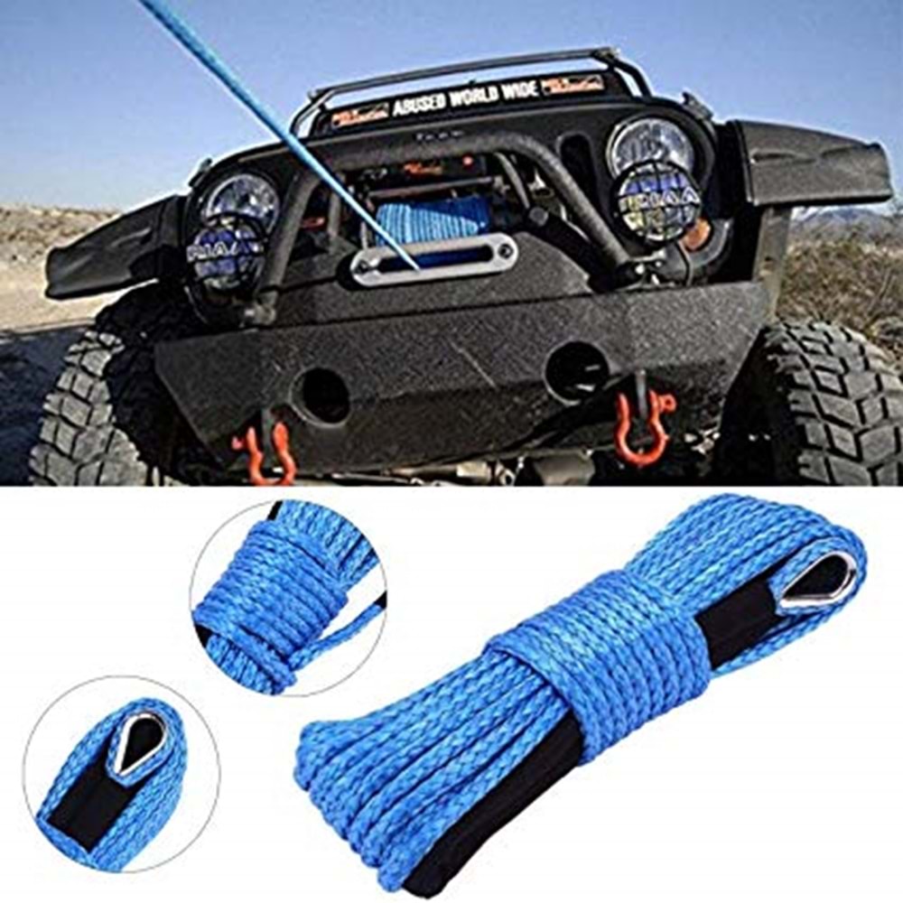 Janlas Offroad 4x4 Sentetik Vinç Halatı Mavi