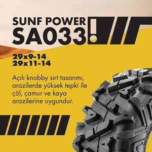 SunF Set 29x9-14 ve 29X11-14 A033 Power ATV-UTV Lastik Takımı Ön-Arka