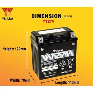 Yuasa YTZ7V 12V6AH Bakımsız Motosiklet Aküsü